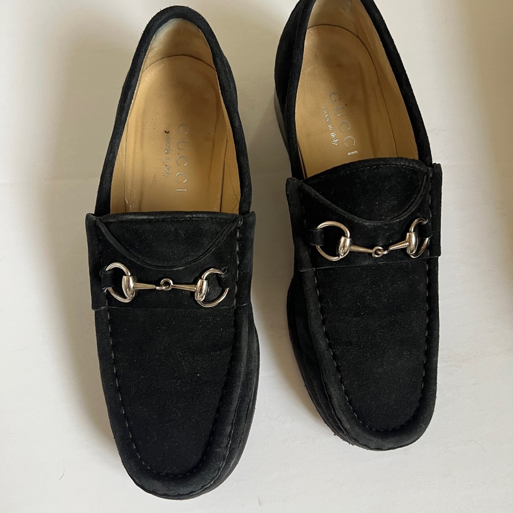 Gucci Black Suede Horsebit Slip-On Loafers - Picture 6 of 12